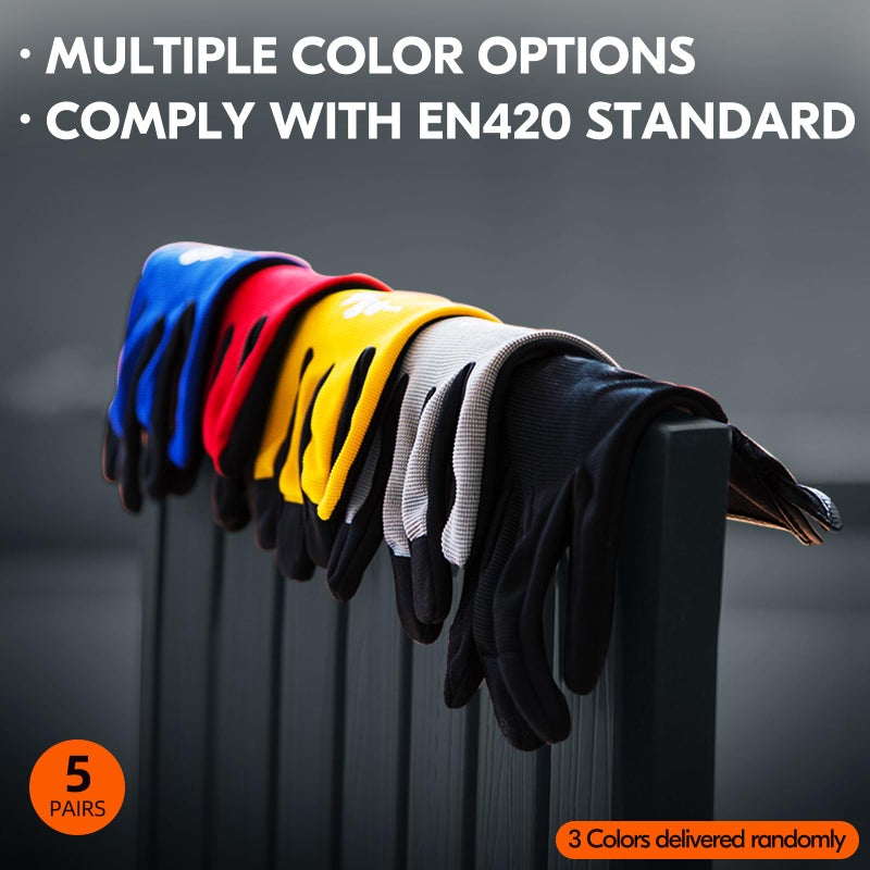 Vgo... 5-Pairs High Dexterous Safety Work Gloves For Men Women,Breathable,Light Duty Gloves,Excellent Grip,Multipurpose,Value Pack (L, 5 Colors, AL8736) - Image 3